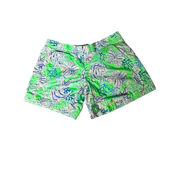 Lilly Pulitzer Green Blue Floral Bermuda Shorts XS - Picture 9 of 11